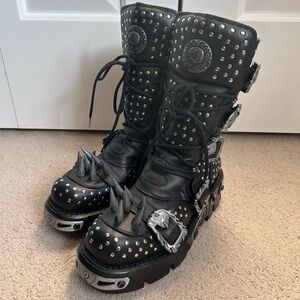 NWOT custom New Rock reactor Boots with spikes size 43 BOOT METALLIC M-1535-S1